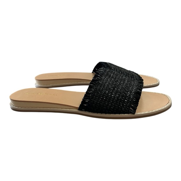 Michelle McDowell NWOT Women’s Black Hatch‎ Flat Finley Straw Sandals  Sz 10 - Picture 1 of 6